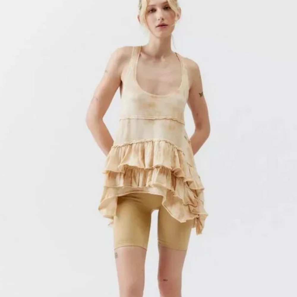 Urban Outfitters Beige Ruffle Blouse tank top. Medium